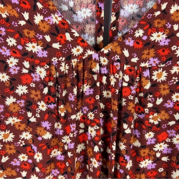 Madewell Rhyme In Spring Ditsy Floral Short Sleeve Blouse Medium Rust - Picture 8 of 15